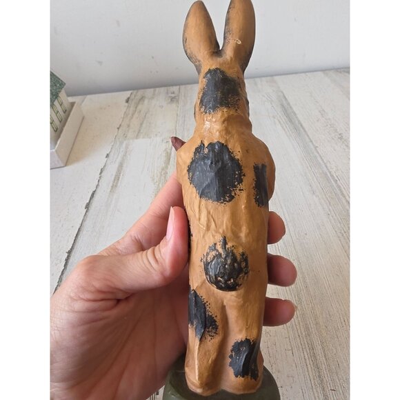 Shabby chic Easter bunny rabbit statue figurine carrot vtg style stands - Picture 4 of 9